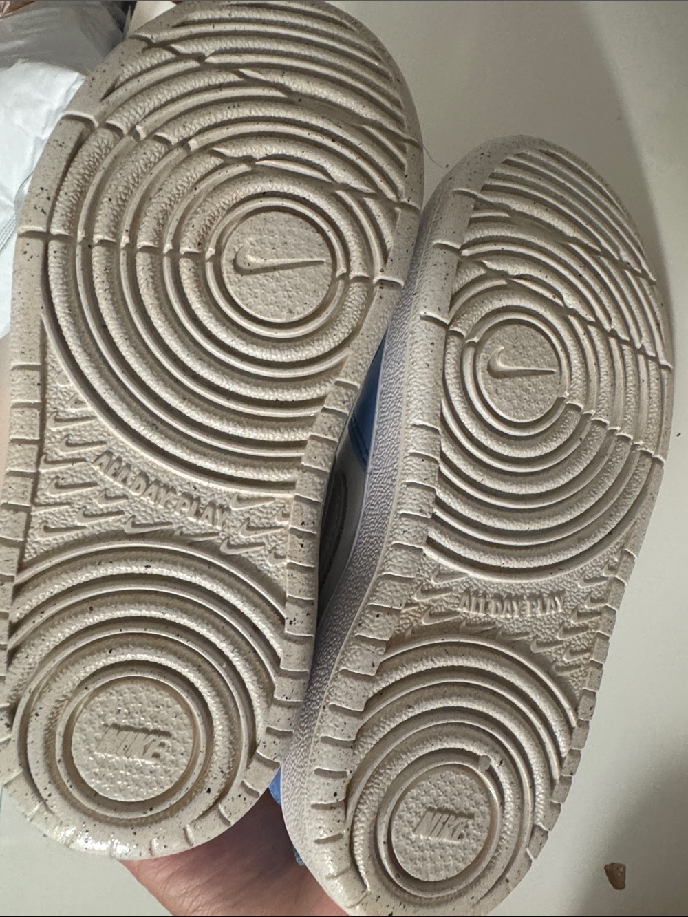 Nike Kids White and Light Blue Velcro Sneakers - Picture 5 of 6